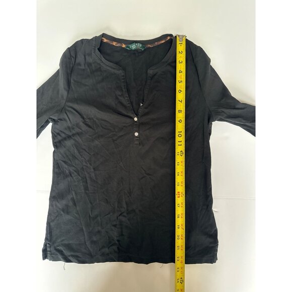 Ralph Lauren Black Long Sleeve V Neck Henley Top L - Picture 6 of 8